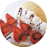 strawberry cream and chocolate cream crepes